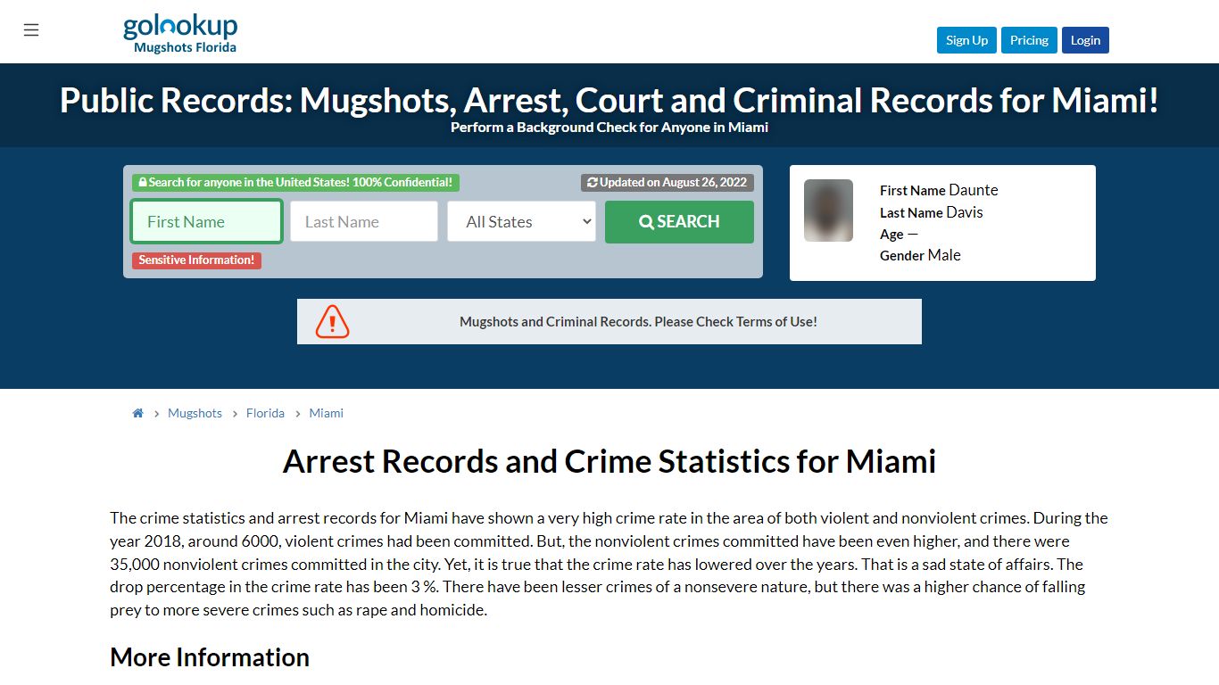 Mugshots Miami, Arrest Records Miami - GoLookUp